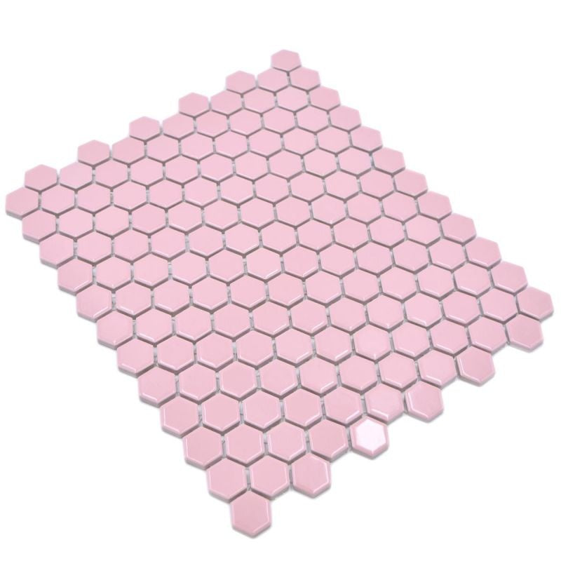 Bubblegum Pink Hexagon Mosaic 26x30cm - Luxury Tiles UK