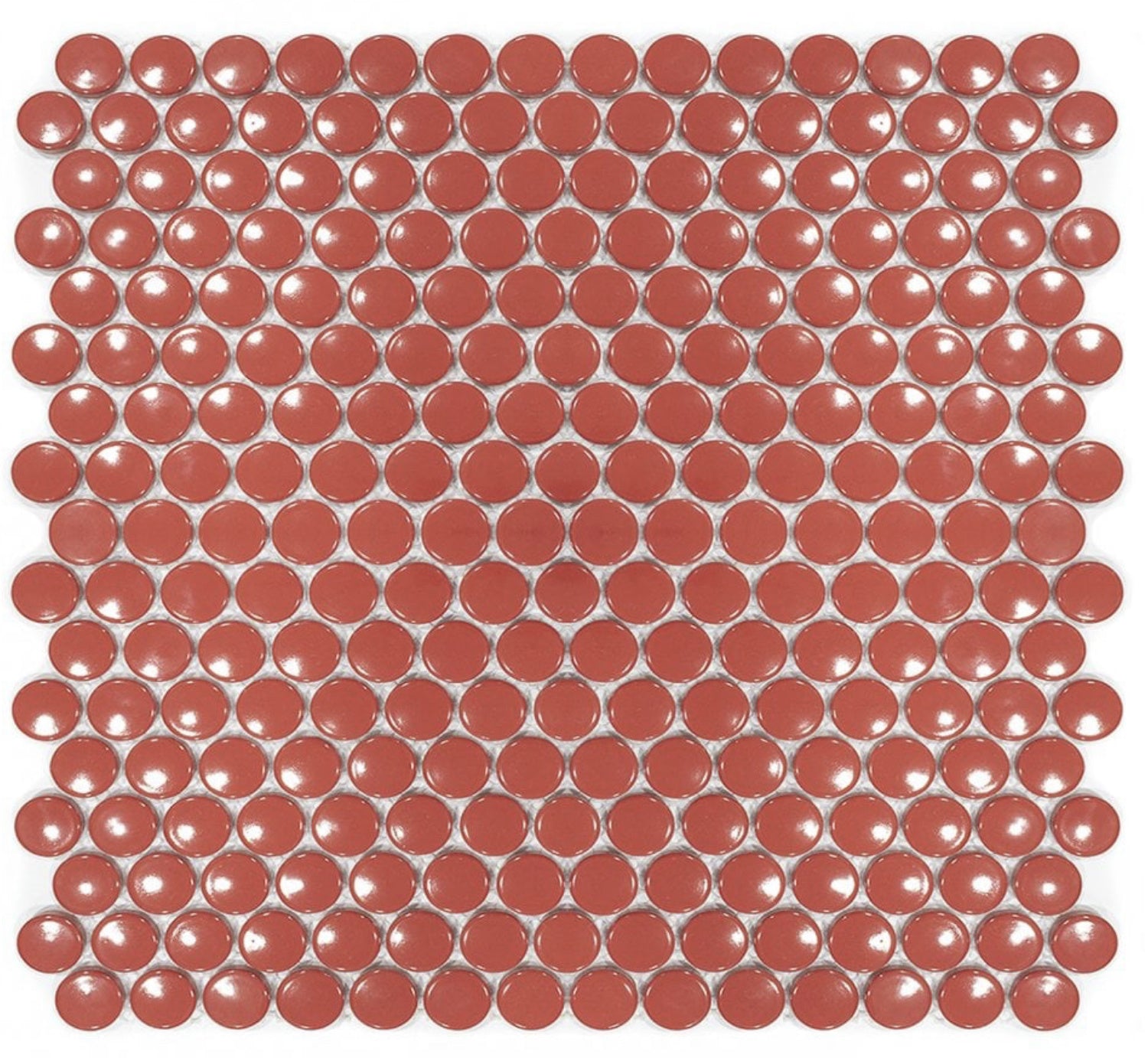 Cherry Red Penny Button Mosaic Tile 300x300mm - Luxury Tiles UK