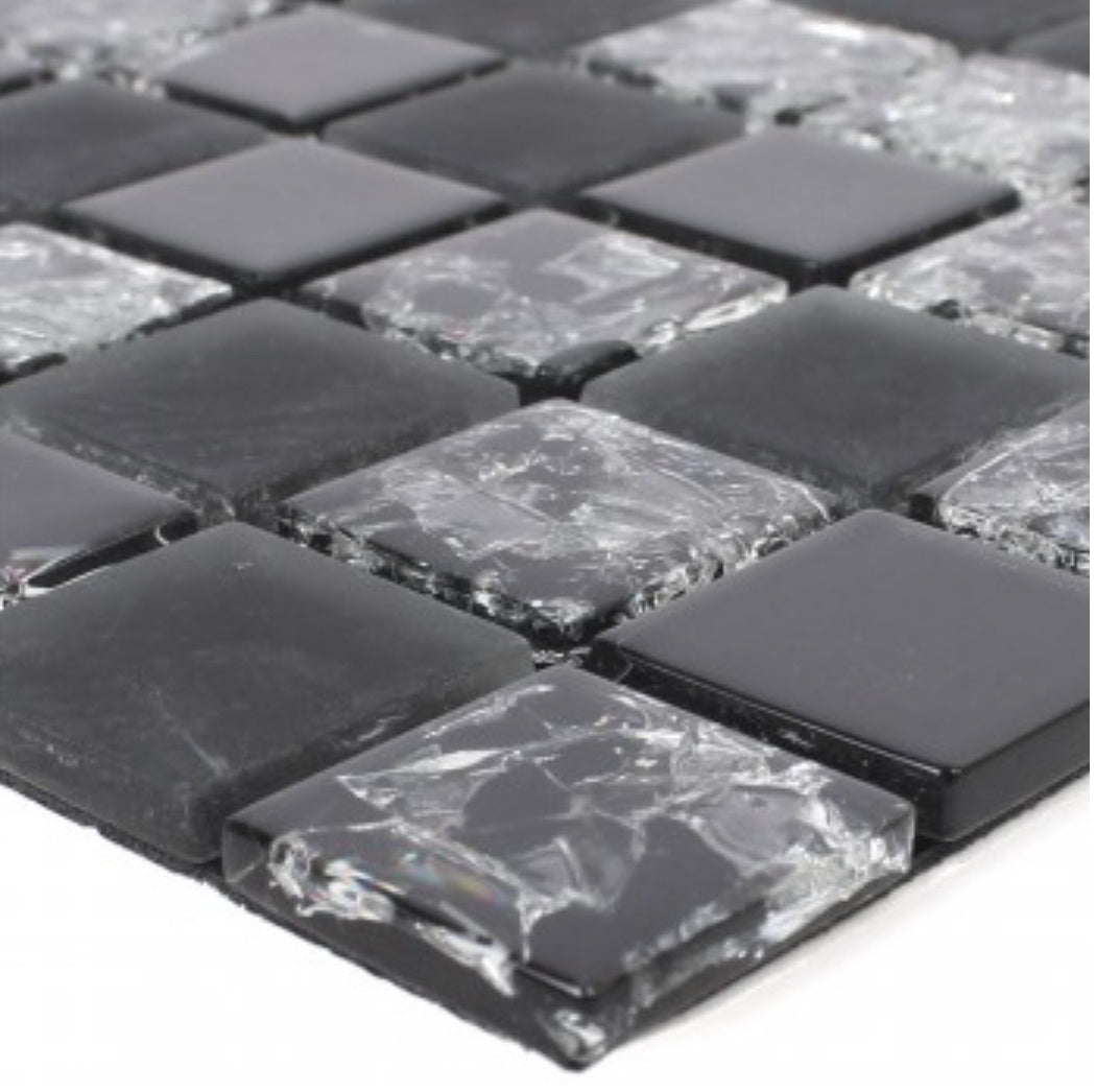 Egon Black Peel and Stick Mosaic Tile - Self adhesive - Luxury Tiles UK