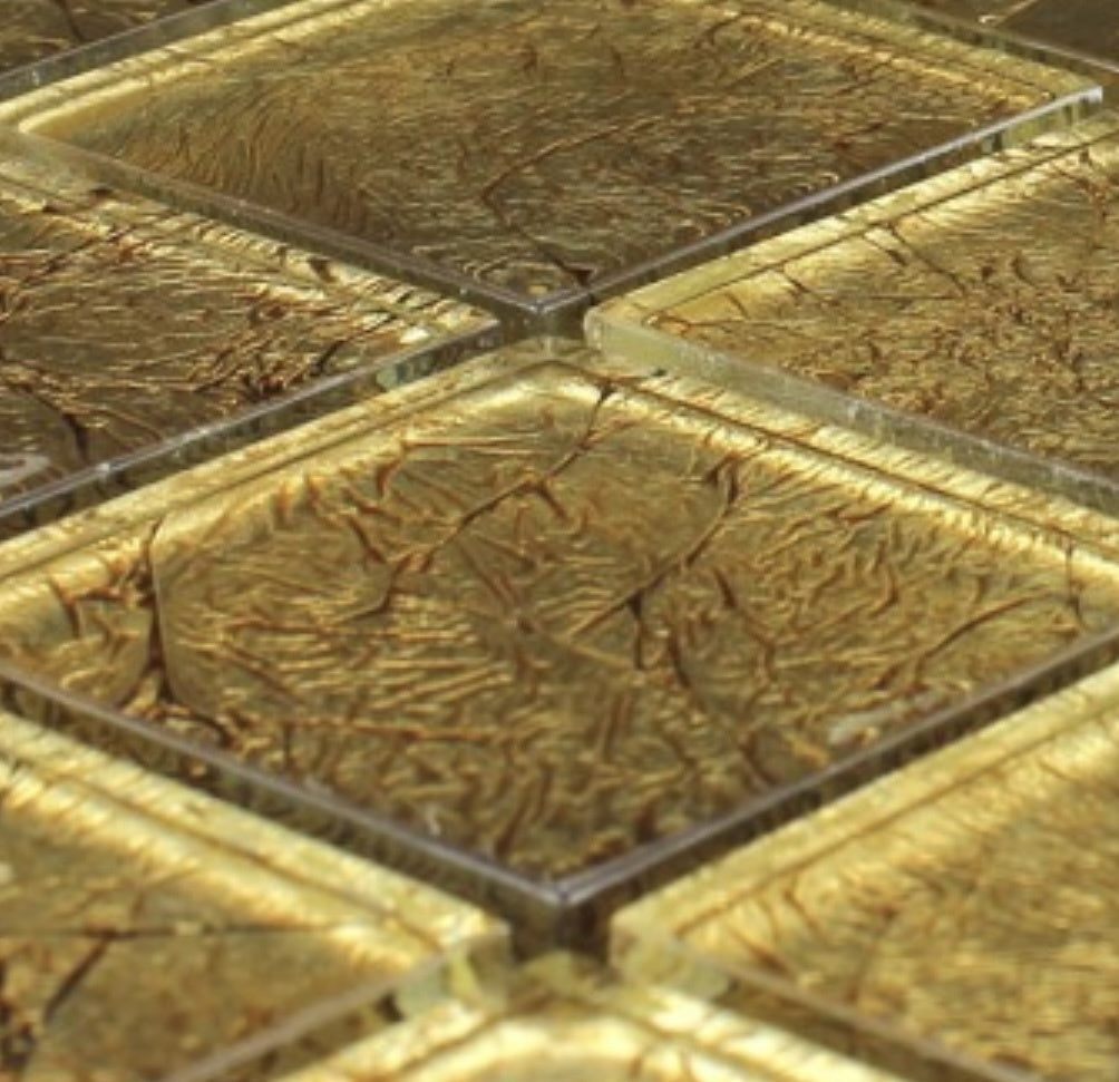 Stefany Gold Mosaic Glass Effect Tile 305x305cm 8mm - Luxury Tiles UK