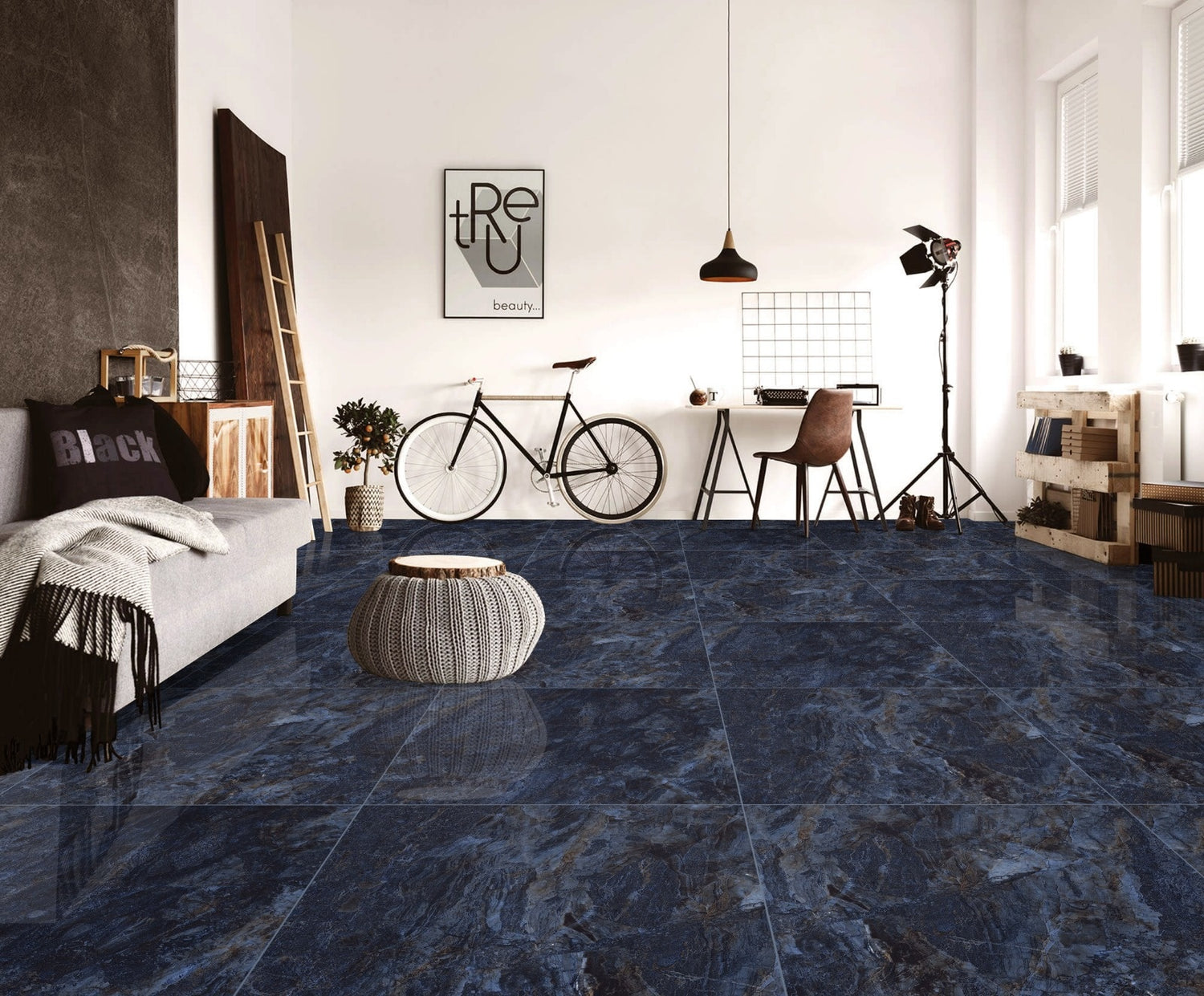 Venetian Blue Floor and wall Tile 60x60cm