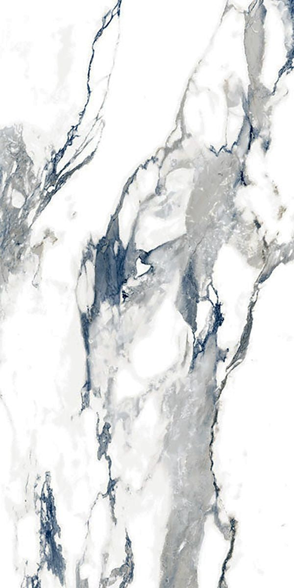 Blue marble effect rectangular porcelain tile  