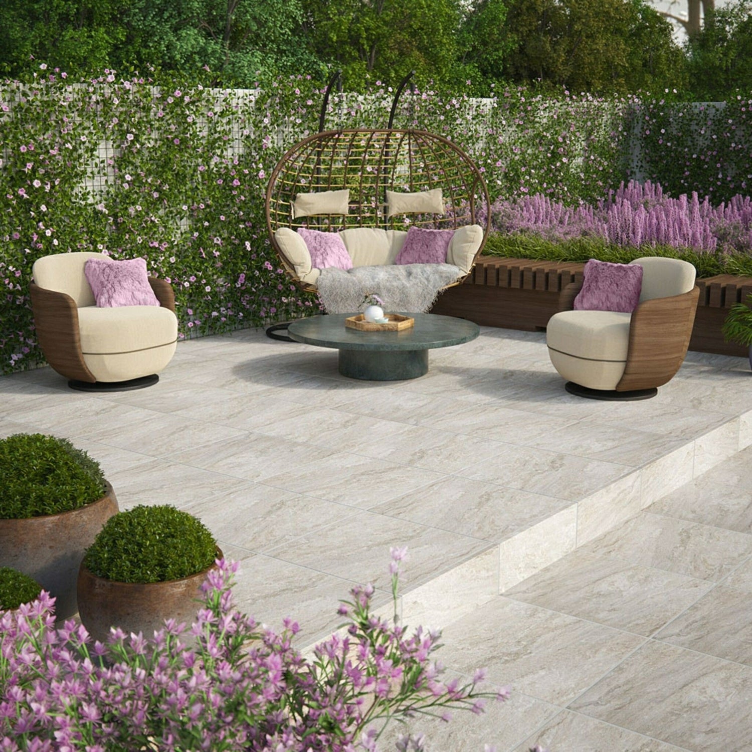 Andrea Beige Porcelain Paving Slabs 595x595x20mm