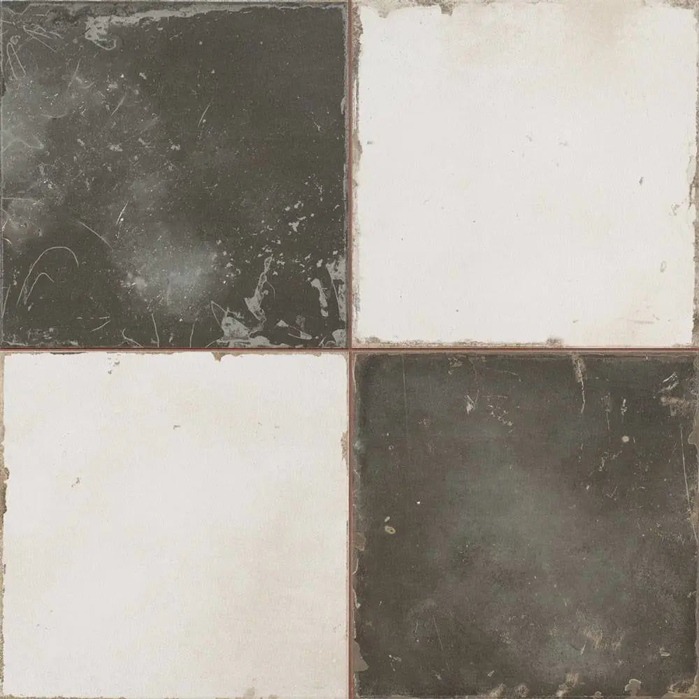 Traditonal Rustic Checkered Black and White Floor Tile 450x450mm Luxury Tiles