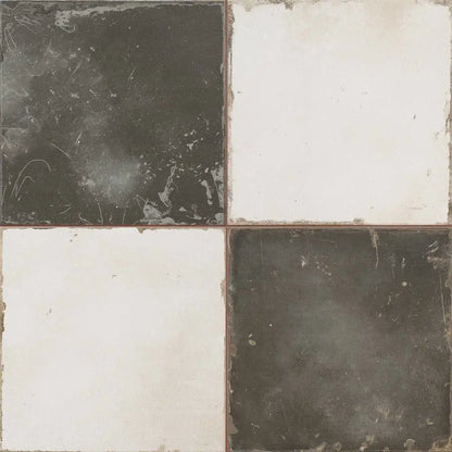 Traditonal Rustic Checkered Black and White Floor Tile 450x450mm Luxury Tiles