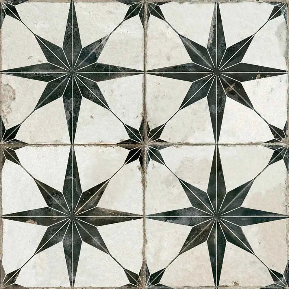 Astral Black Star Floor and Wall Tile 45x45cm Luxury Tiles UK