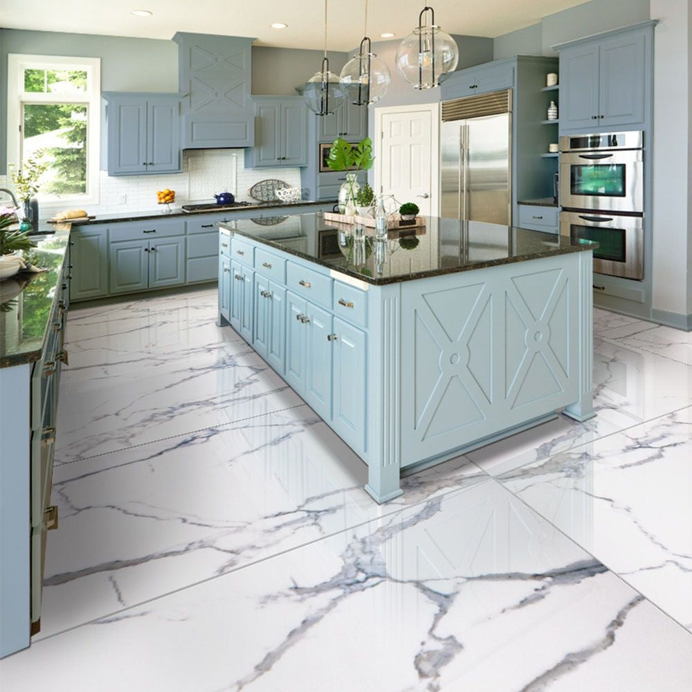 Arctic Blue Marble Mirage Porcelain Tile 1200x600mm - Luxury Tiles UK