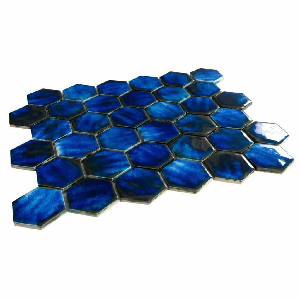 Nemesis Blue Hexagon Mosaic Wall & Floor Tile - Luxury Tiles UK