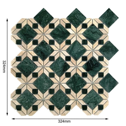 Verde Astral Green and Beige Marble Mosaic Tile