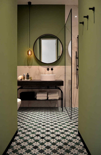 Verde Astral Green and Beige Marble Mosaic Tile