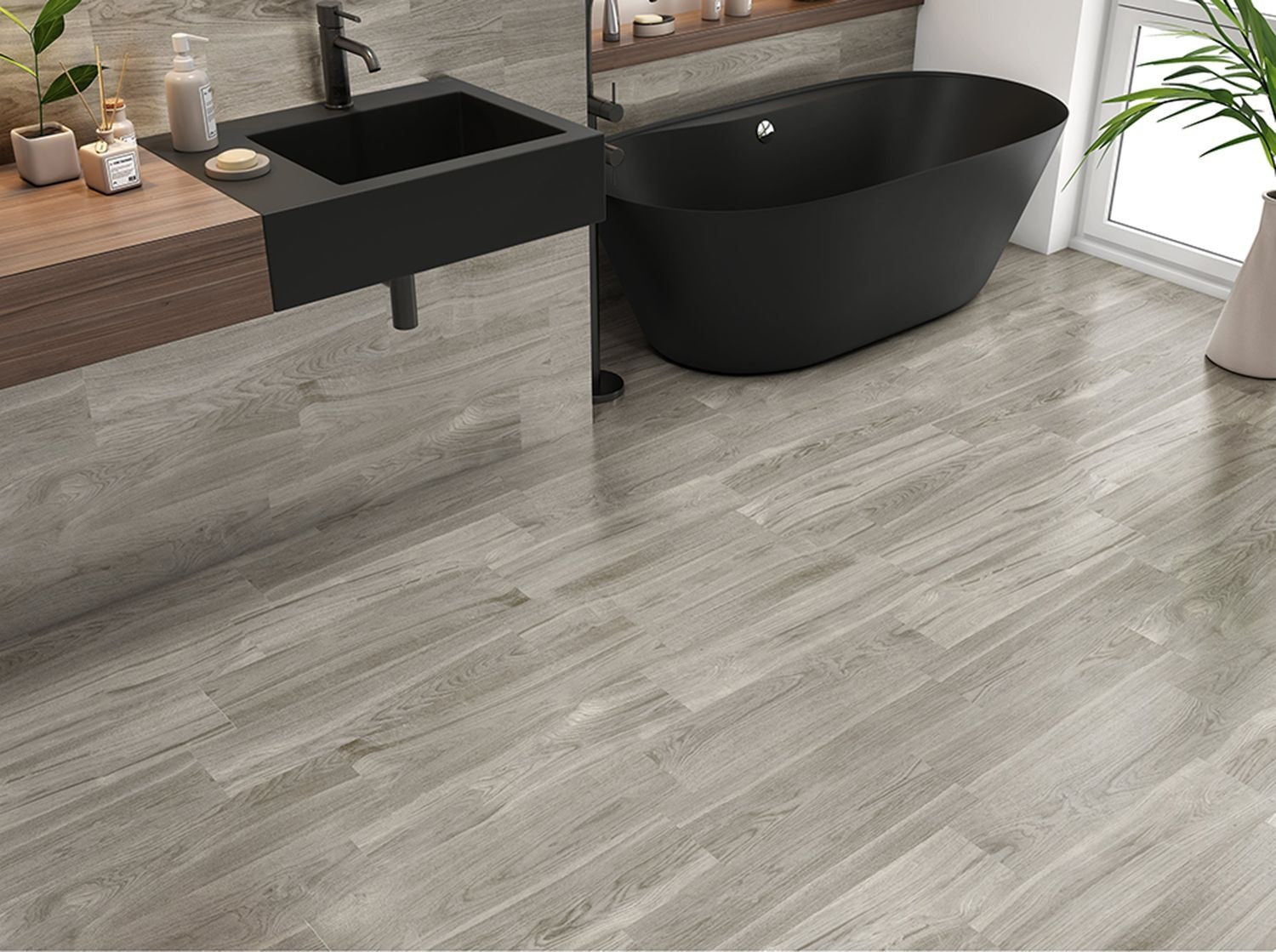 Berg Grey Wood Effect Porcelain Tile 15x58cm - Luxury Tiles UK