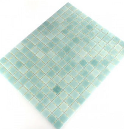 Mediterranean  Swimming Pool Teal Mosaic Tile