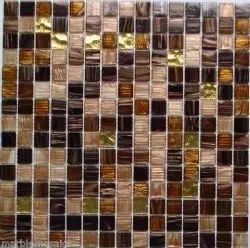 Mixed Brown & Gold Glass Mosaic Wall Tiles Zeus GM05 Luxury Tiles