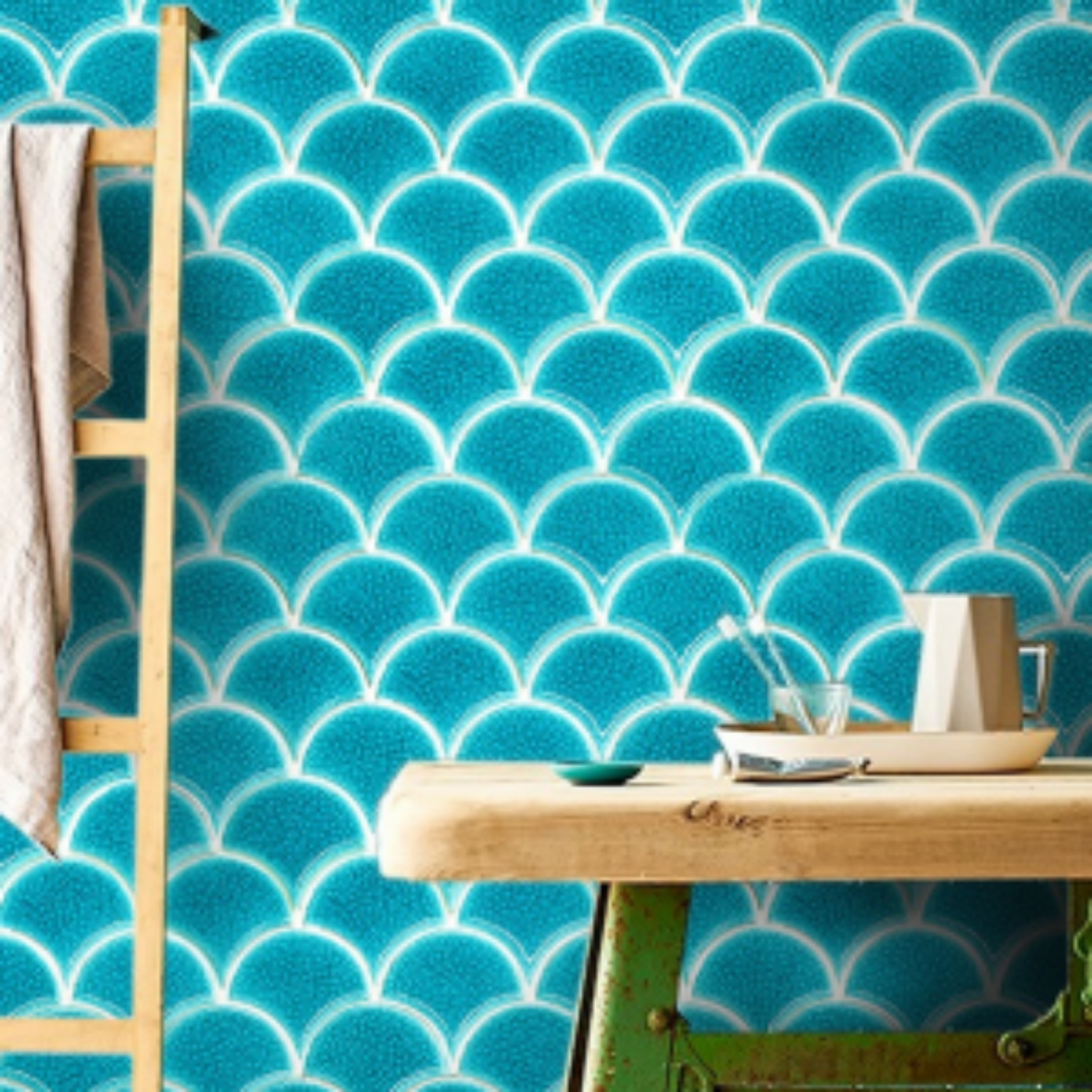 Drops Persian Teal Mosaic Tile - Luxury Tiles UK