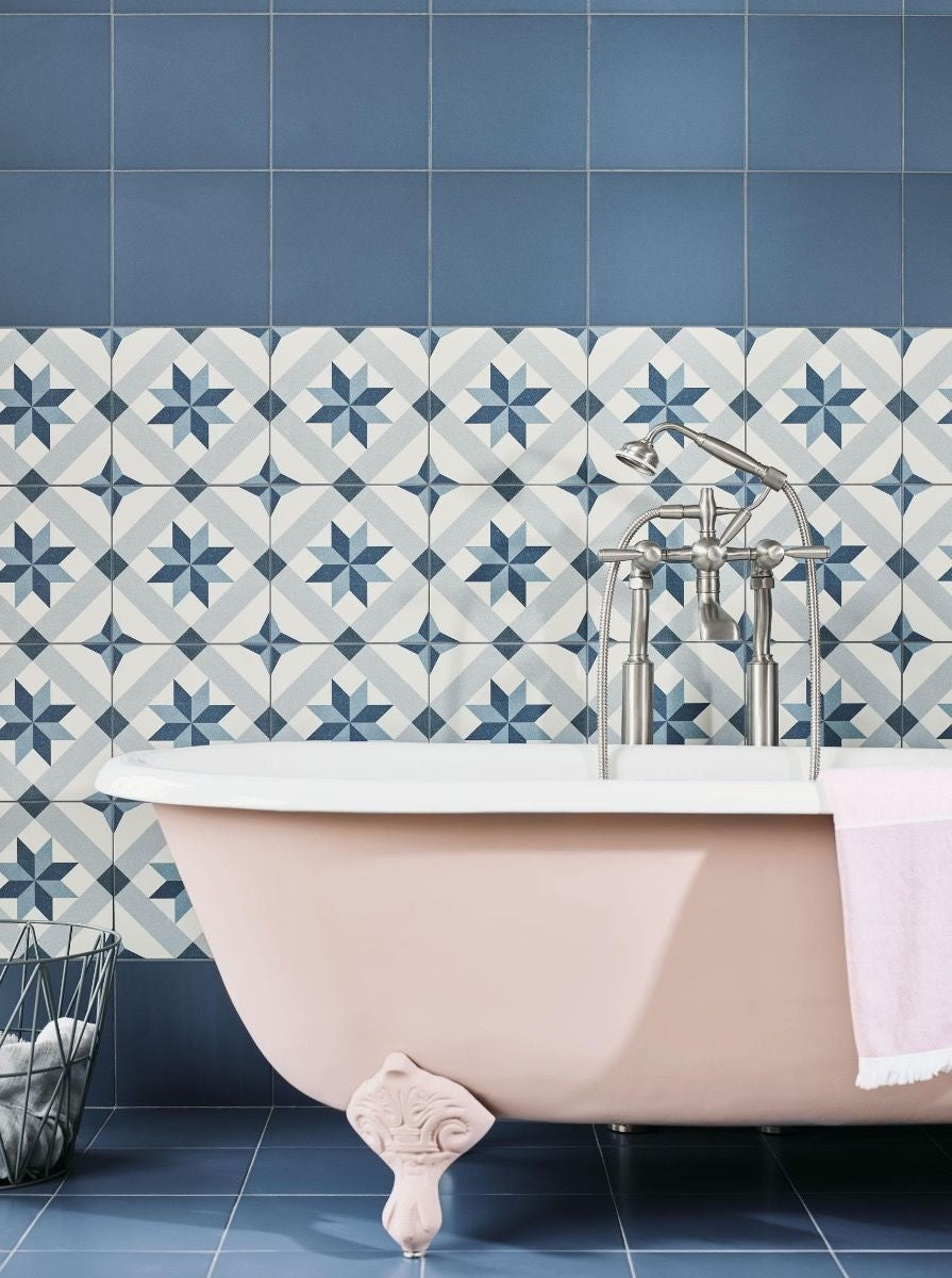 Yorkshire Blue Pattern Floor and Wall Tile - Luxury Tiles UK