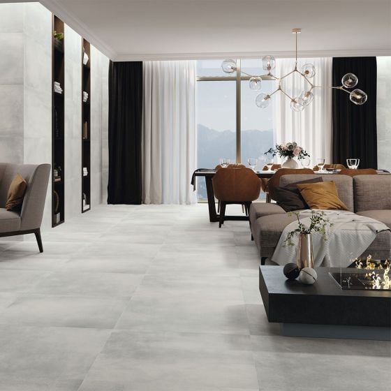 Dino Lappato Light Grey Stone Effect Rectified Porcelain Floor Tile - 800mm x 800mm - Luxury Tiles UK