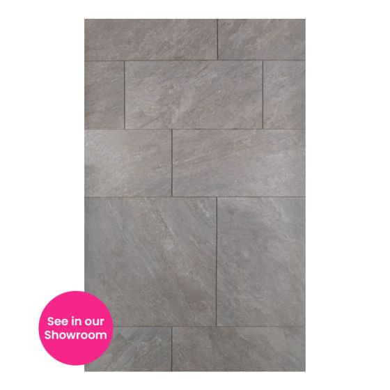 Cuyo Grey Stone Effect Rectified Porcelain Floor Tile - 600mm x 600mm - Luxury Tiles UK