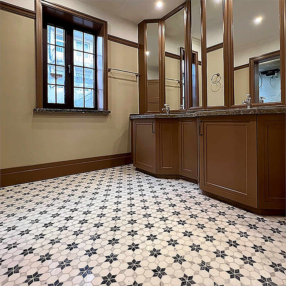 Flower Hexagon Marble Mosaic Floor and Wall Tile - Luxury Tiles UK
