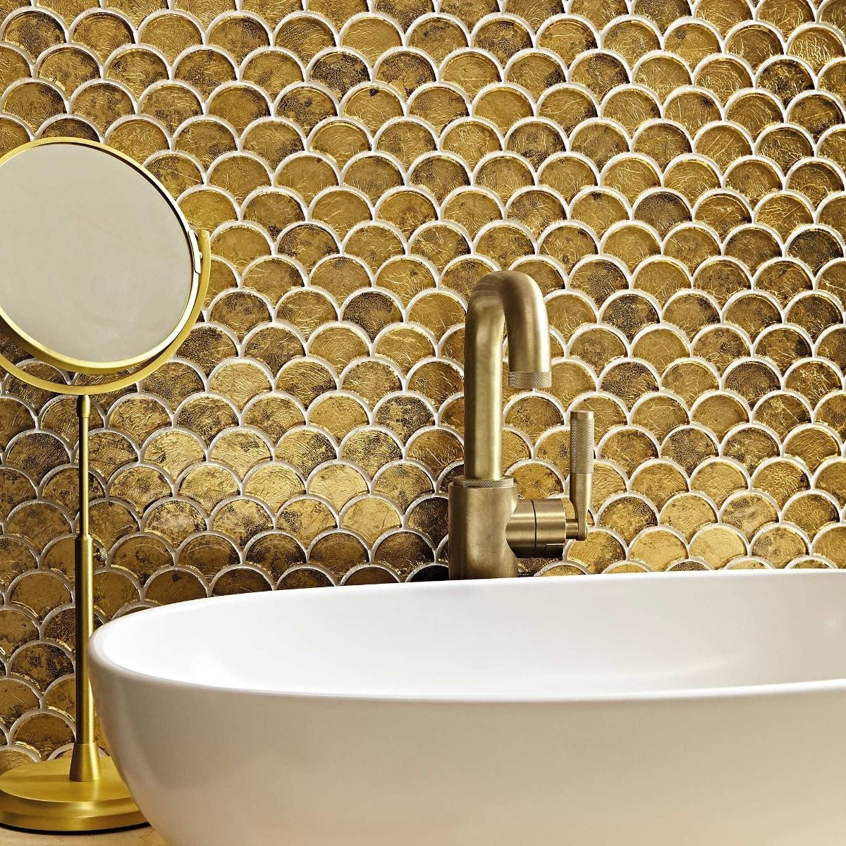Scallop Gold Shell Mosaic Tile | Luxury Tiles UK