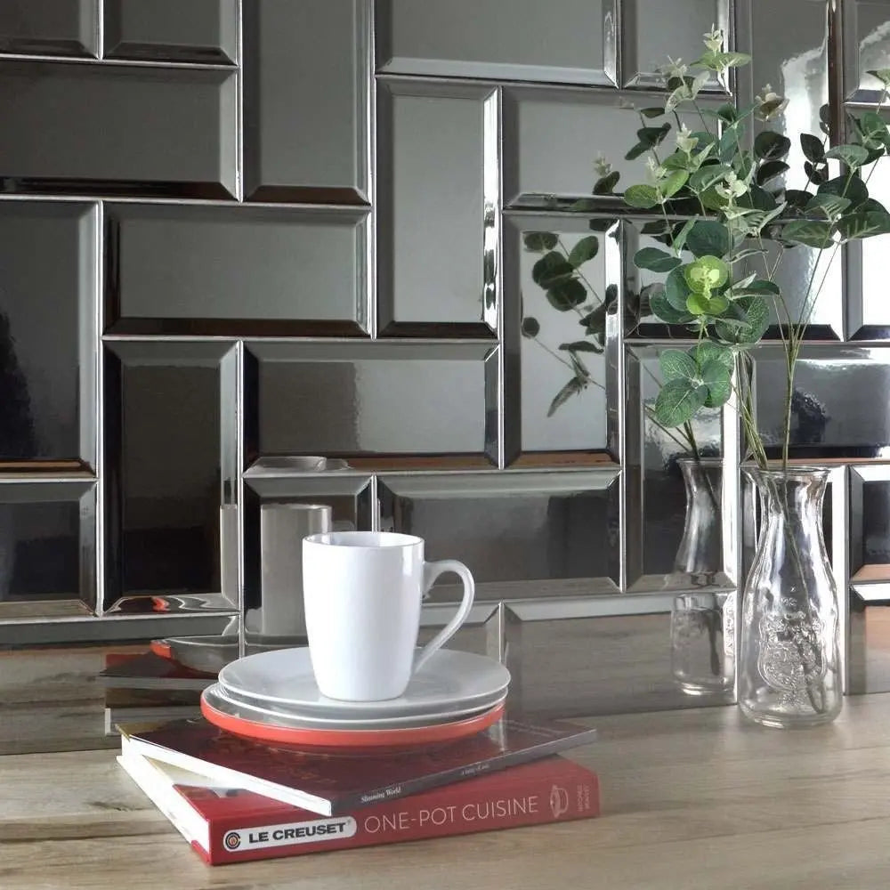 Metro Metallic Silver Gloss Wall tiles - Luxury Tiles UK