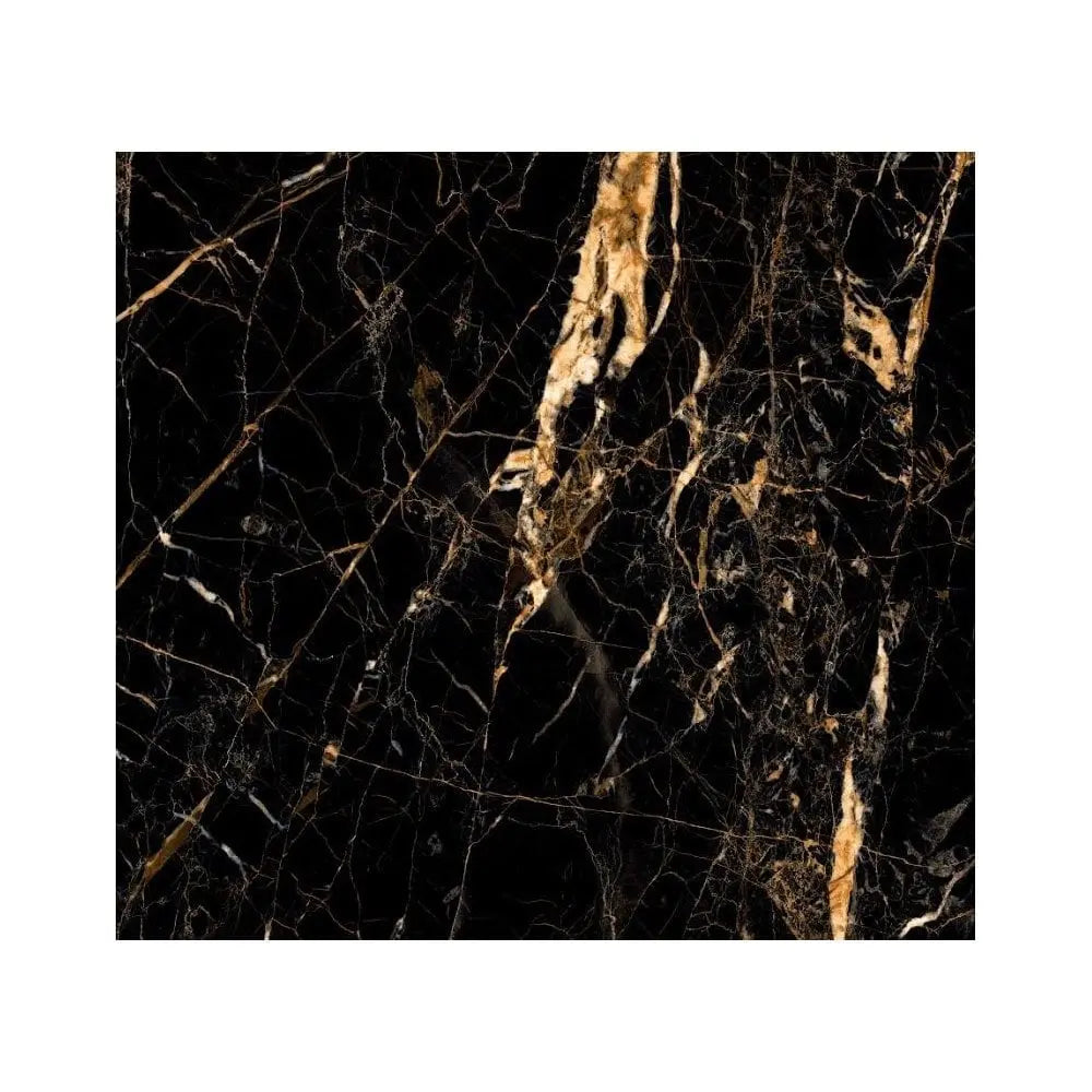 Gold Creama  & Jet Black Marble Effect 60cm x 60cm Floor and Wall Tile - Luxury Tiles UK