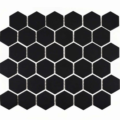 Black Hexagon Matt Mosaic Tile Floor &amp; Wall