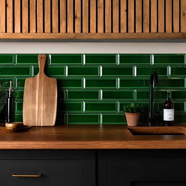 Blush Metro Green Crackle Gloss Wall Tile