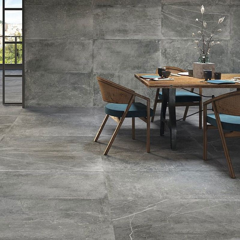 Stonewashed Dark Grey XL 600x1200mm Polished Tile - Luxury Tiles UK