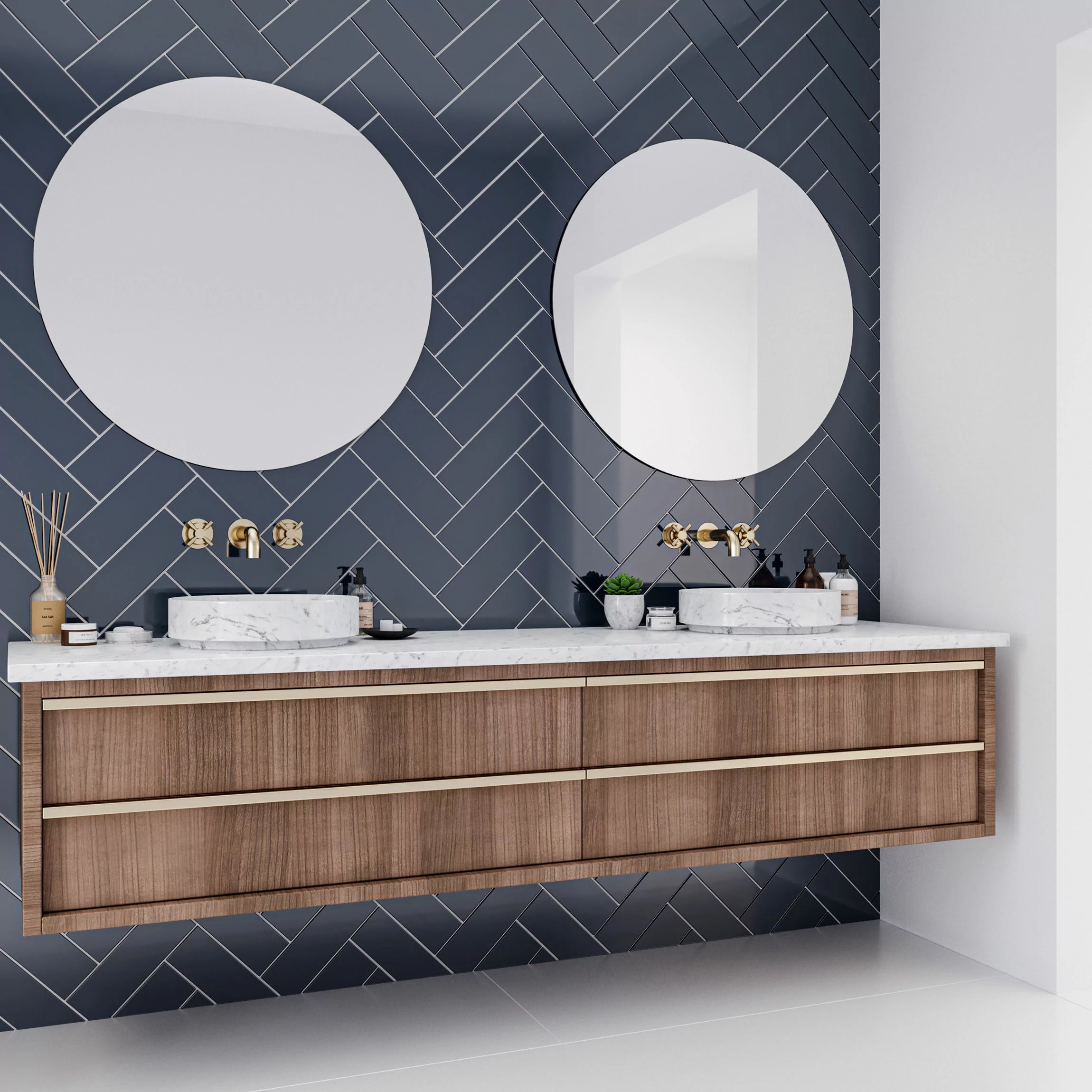Piccadilly Blue Brick Metro Wall Tile 100x300mm