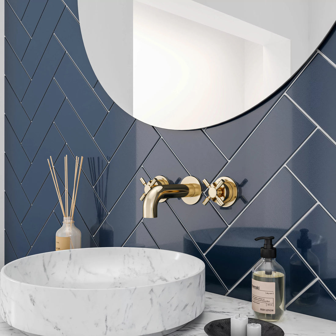 Piccadilly Blue Brick Metro Wall Tile 100x300mm