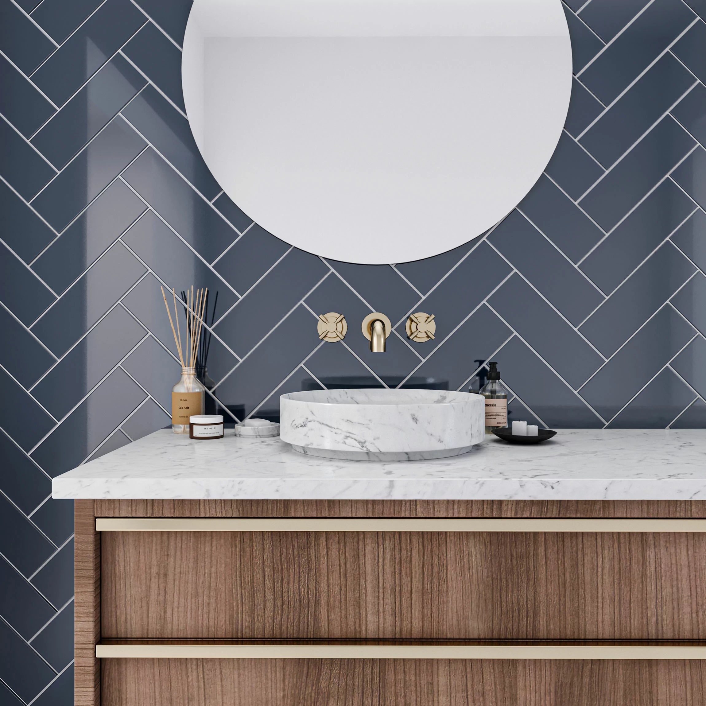 Piccadilly Blue Brick Metro Wall Tile 100x300mm