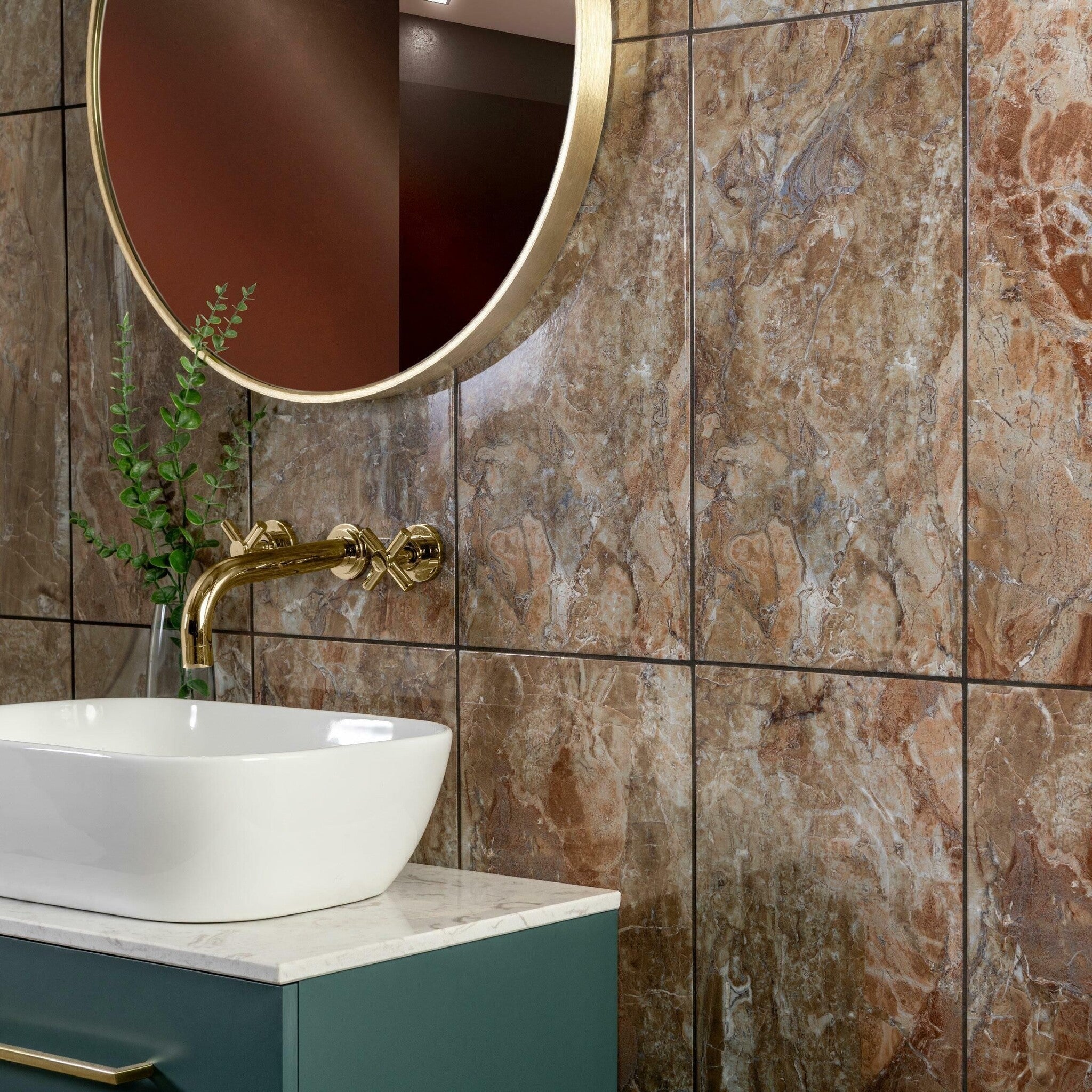 Brown Marble effect Ceramic Gloss Tiles - Luxury Tiles UK