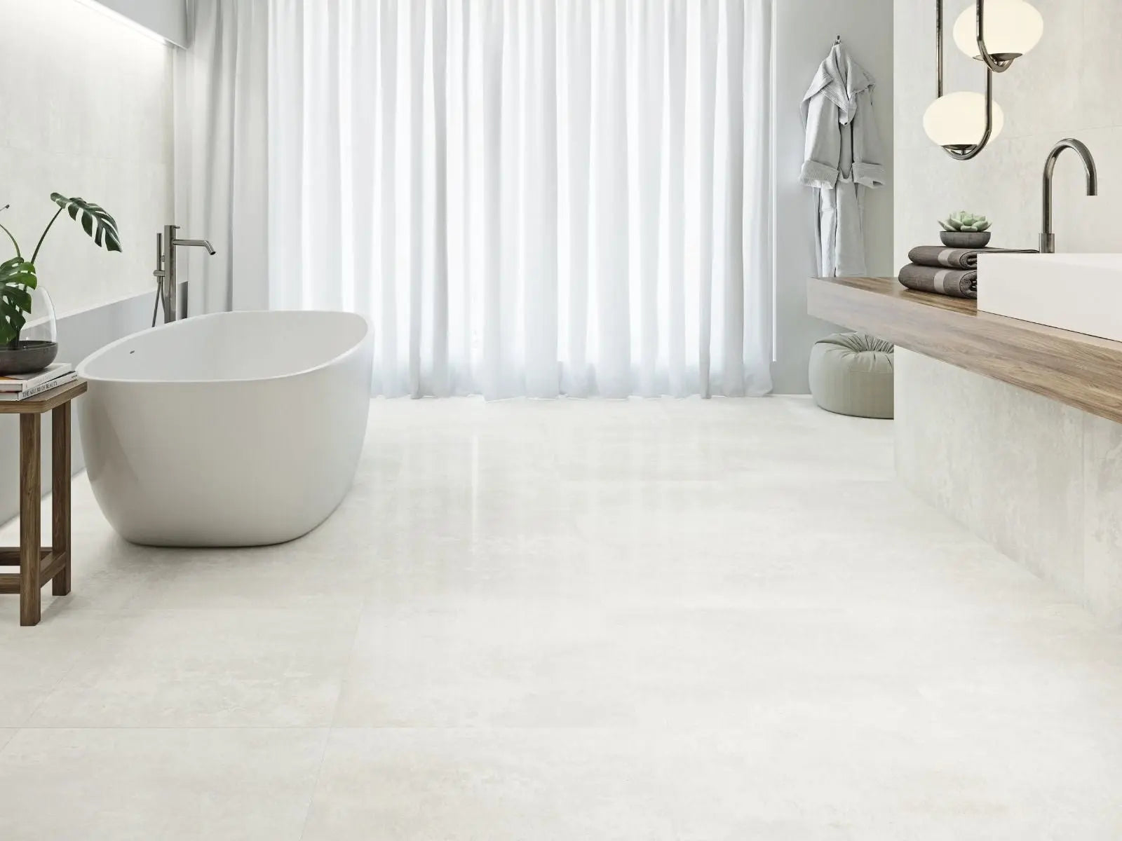 Burghley Stone Washed White Porcelain Floor 80x80cm Tile Luxury Tiles