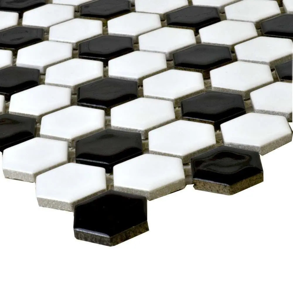 Shapes Hexagon Matt White Black Mosaic Tile Luxury Tiles