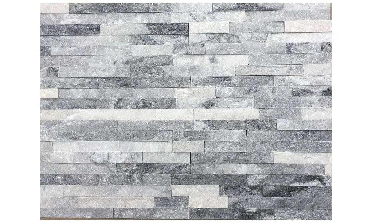 Cloud Sparkle grey slate tile split face cladding 10x40cm - Luxury Tiles UK