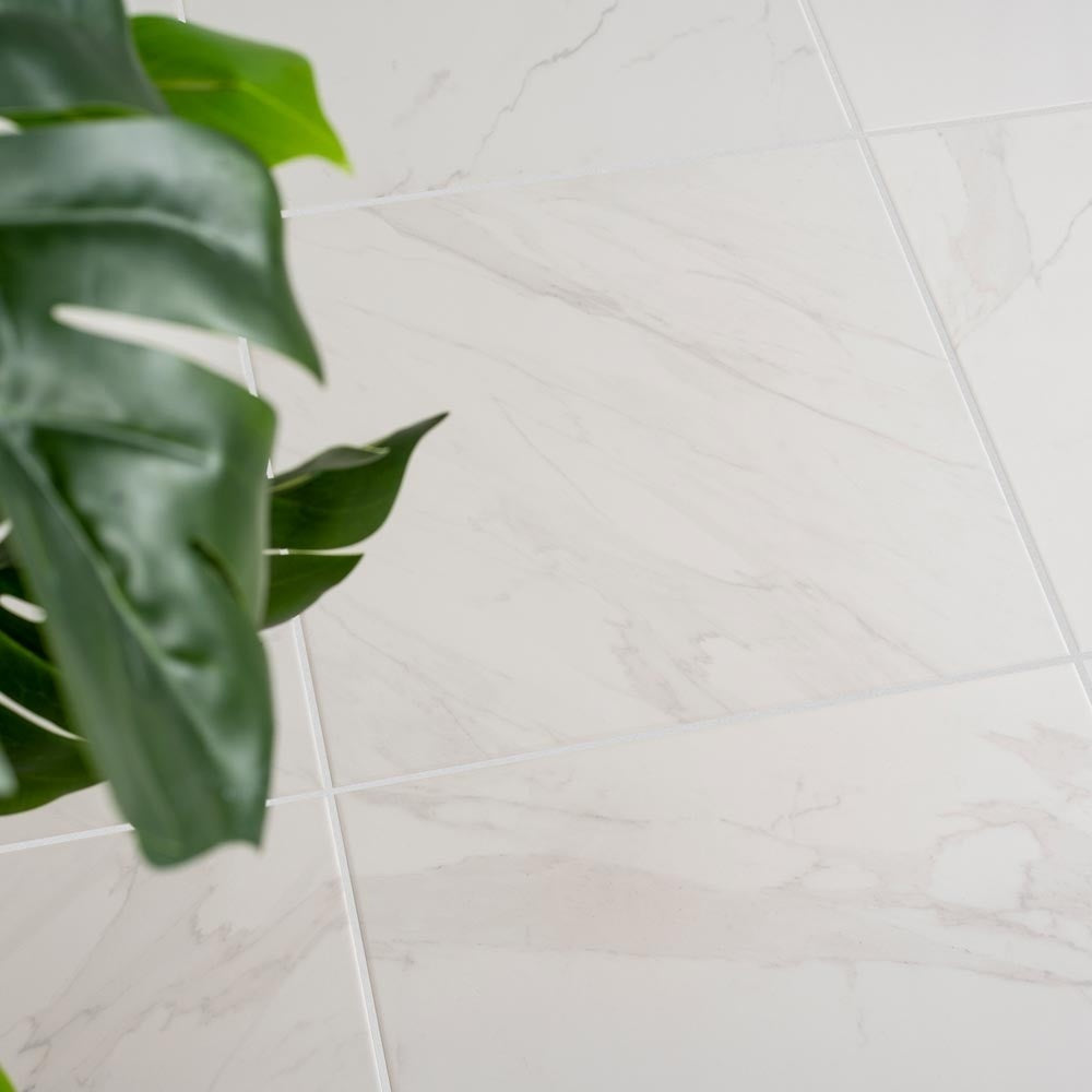 Blanco White Gloss Marble Effect 450x450mm Tile - Luxury Tiles UK