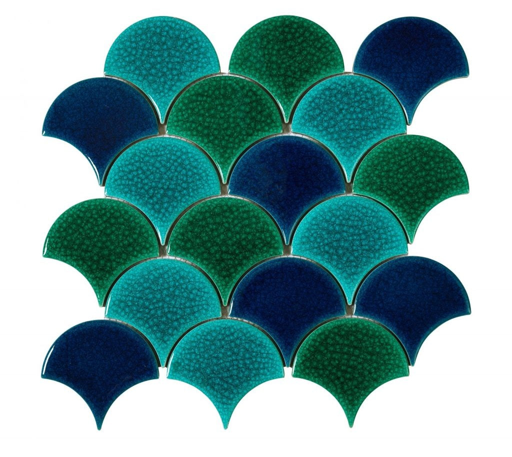 Drops Persian Teal Blue Atlantis Mosaic Tile - Luxury Tiles UK