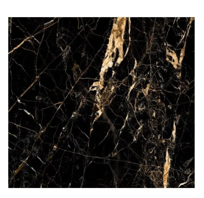 Gold Creama  & Jet Black Marble Effect 60cm x 60cm Floor and Wall Tile - Luxury Tiles UK