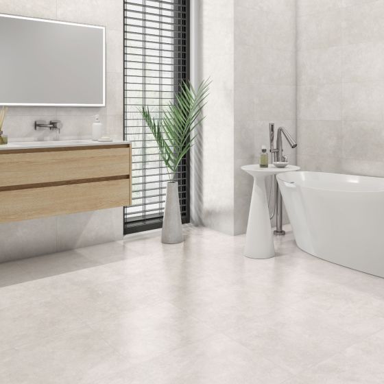 Andalusia Ivory Stone Effect Matt Porcelain Floor Tile - 450mm x 450mm - Luxury Tiles UK
