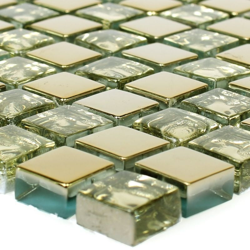 Gold Cairo Glass Mosaic Tile 30x30cm - Luxury Tiles UK