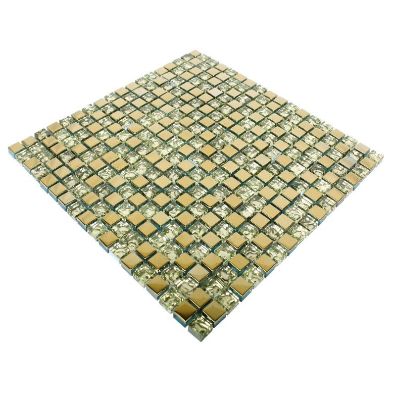 Gold Cairo Glass Mosaic Tile 30x30cm - Luxury Tiles UK