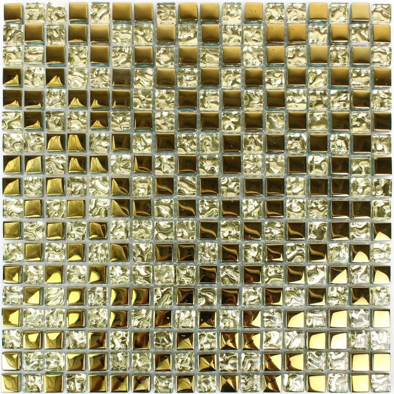 Gold Cairo Glass Mosaic Tile 30x30cm - Luxury Tiles UK