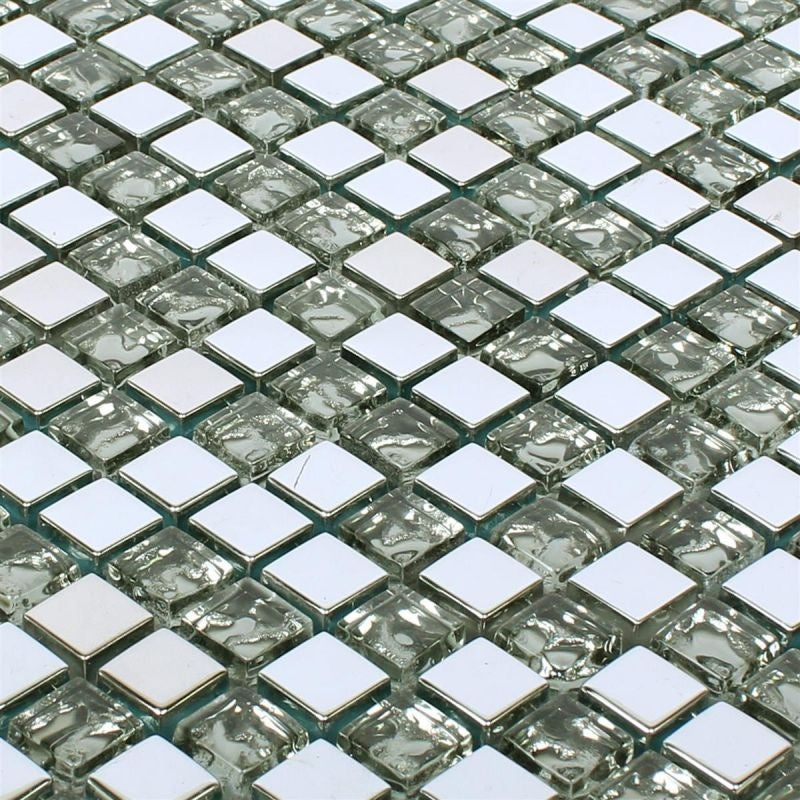 Silver Cairo Glass Mosaic Tile 30x30cm - Luxury Tiles UK