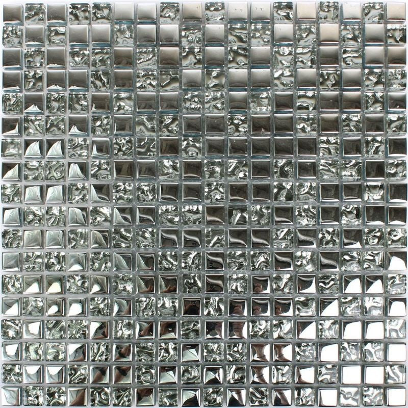 Silver Cairo Glass Mosaic Tile 30x30cm - Luxury Tiles UK