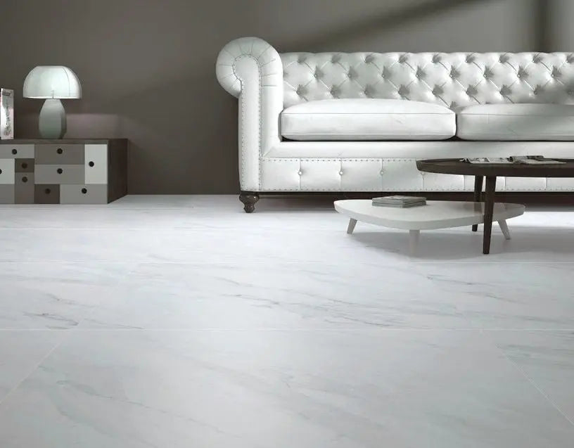 Calacatta Blanco Marble effect Matt Porcelain tile 800x800mm - Luxury Tiles UK