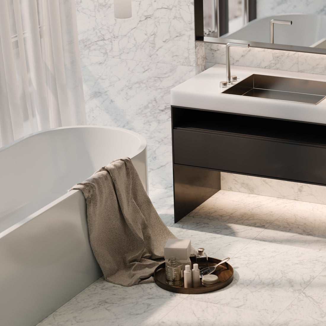 Carrara Gioia Rectified Honed Porcelain - Luxury Tiles UK