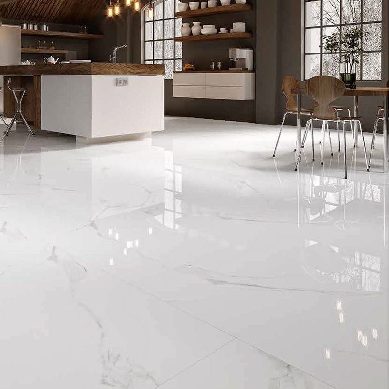 Carrara Marble Effect Gloss Tile 120x120cm - Luxury Tiles UK