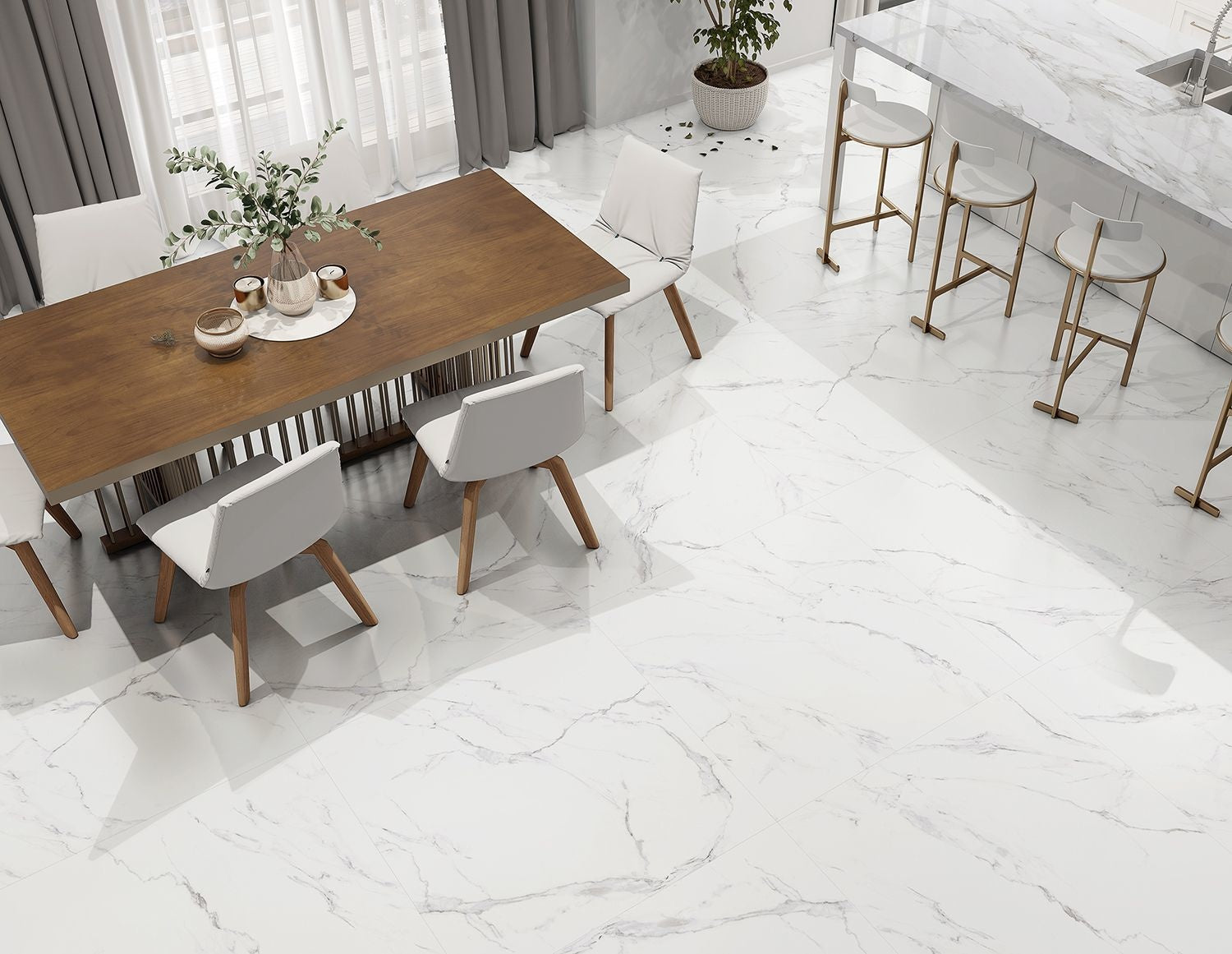 Carrara Marble Effect Matt Tile 120x120cm - Luxury Tiles UK