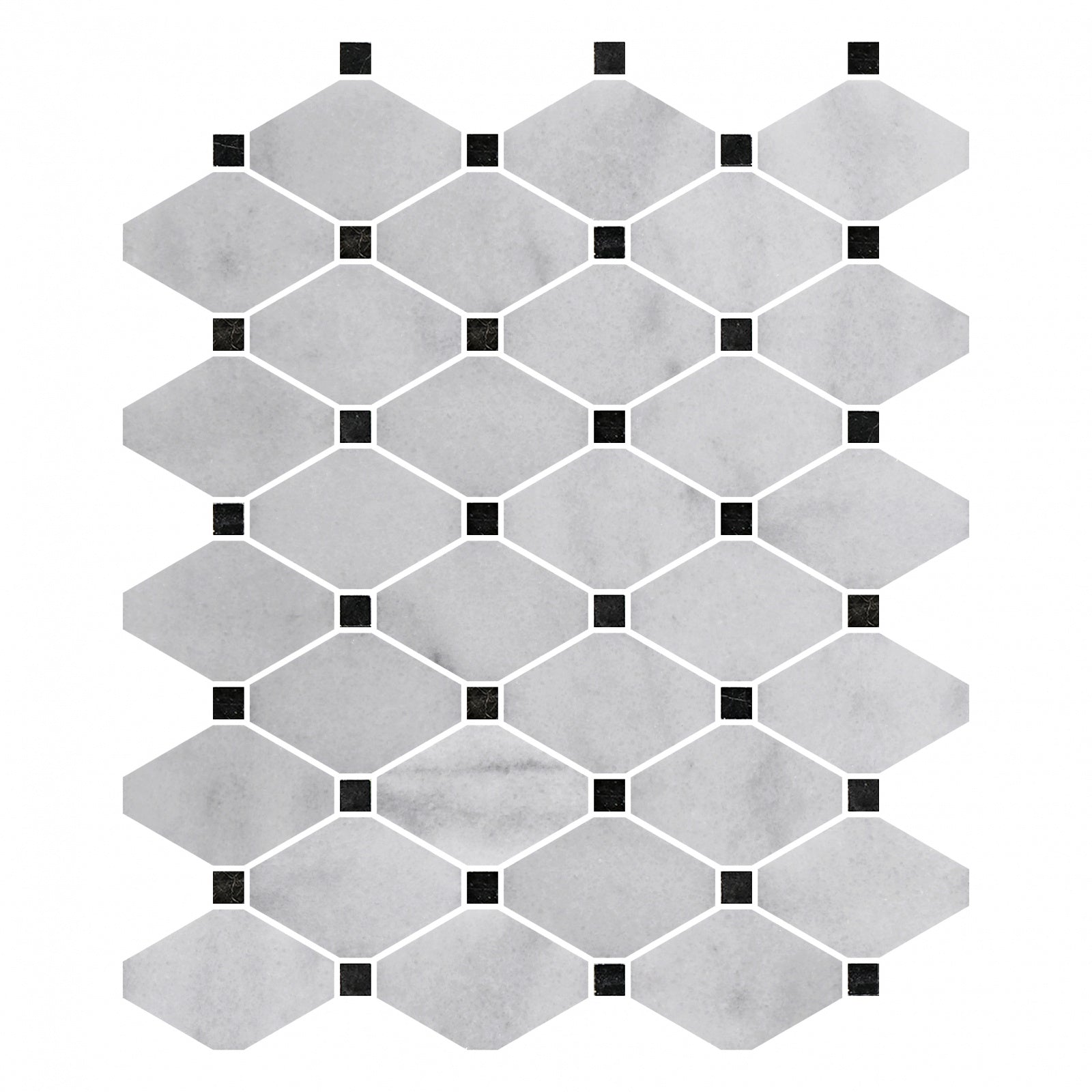 Carrara White Honed Diamond Marble Mosaic - Luxury Tiles UK