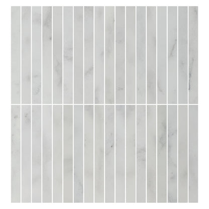 Carrara White Honed Kit Kat Marble Mosaic 30 x 30 cm